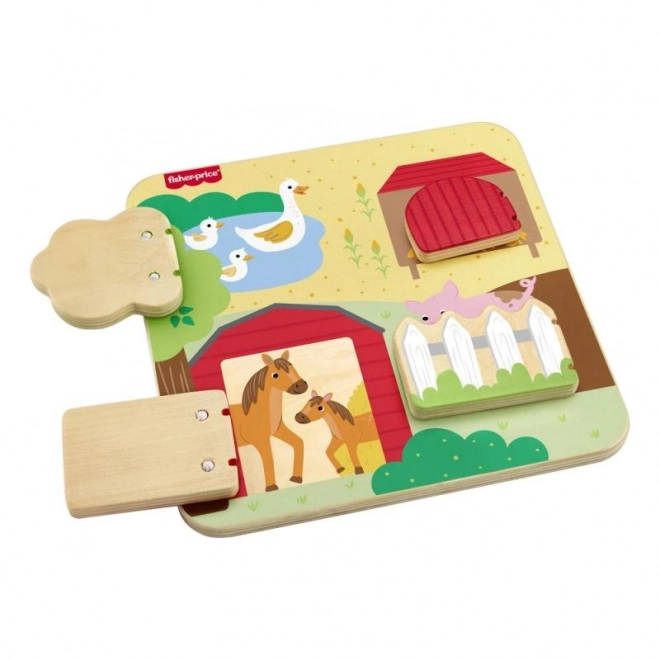Fisher-Price Joc din lemn de-a v-ați ascunselea cu animăluțe
