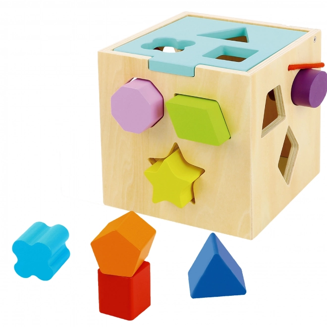 Jucărie lemn TOOKY TOY - Cub Sortator de Forme și Culori
