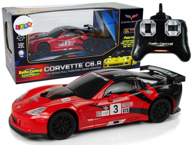 Mașinuță sport radio control Corvette C6.R roșu cu lumini