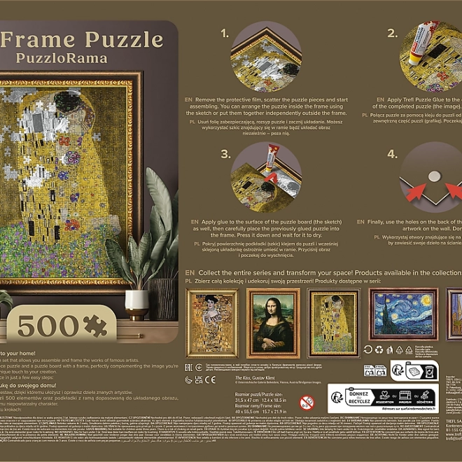TREFL Puzzle Polibek 500 de piese cu ramă