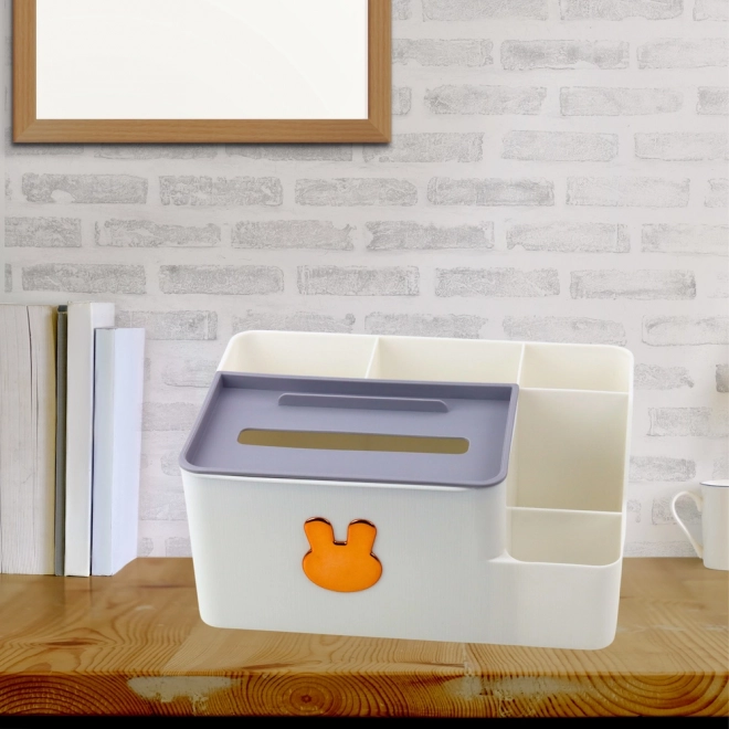 Organizator de birou cu iepure auriu și cutie pentru șervețele