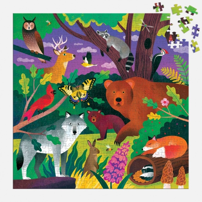 Puzzle pădure de animale strălucitoare în întuneric 500 piese