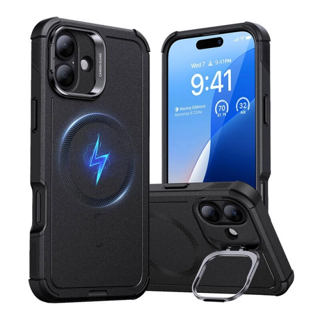 Carcasă neagră cu suport pentru iPhone 16 de la ESR