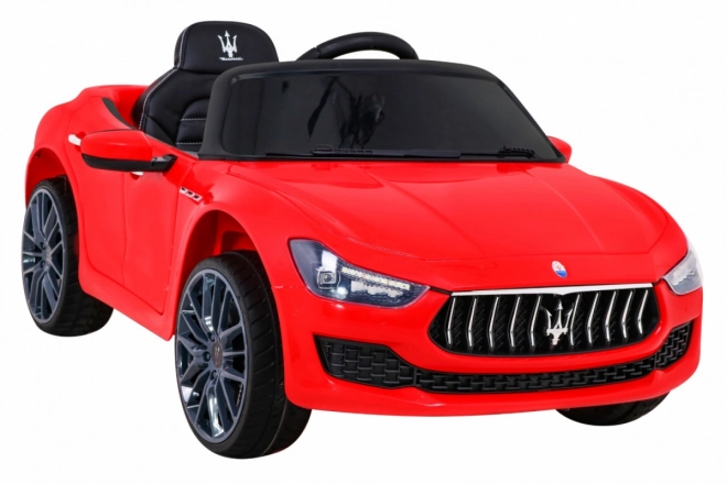 Maserati Ghibli cu baterie pentru copii roșu + telecomandă + pornire lentă + EVA + MP3 USB + LED
