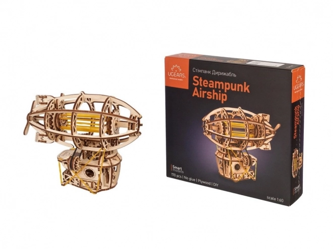 Puzzle 3D din lemn mecanic Ugears - Aeronavă Steampunk