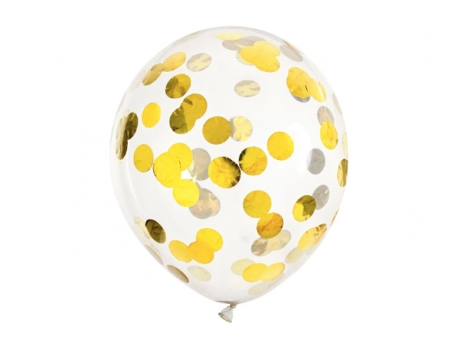 Balon transparent cu confetti auriu cercuri 30cm 6 bucăți