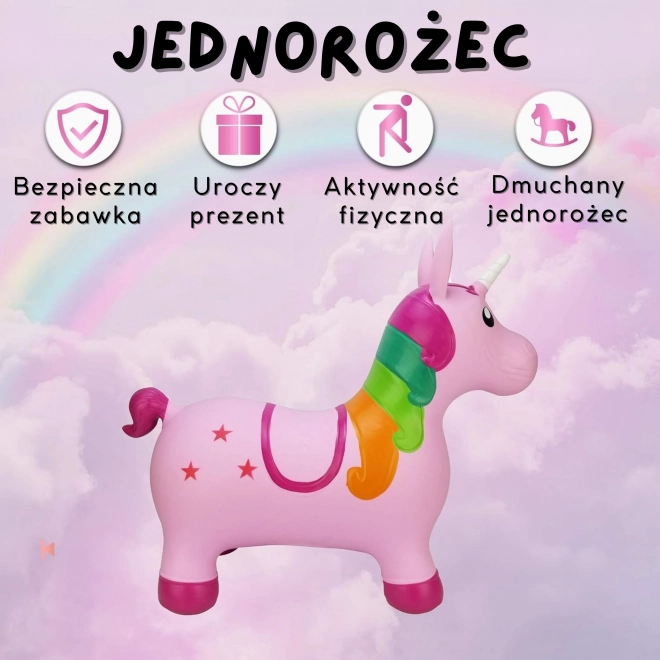 Unicorn săltăreț Woopie roz cu pompă