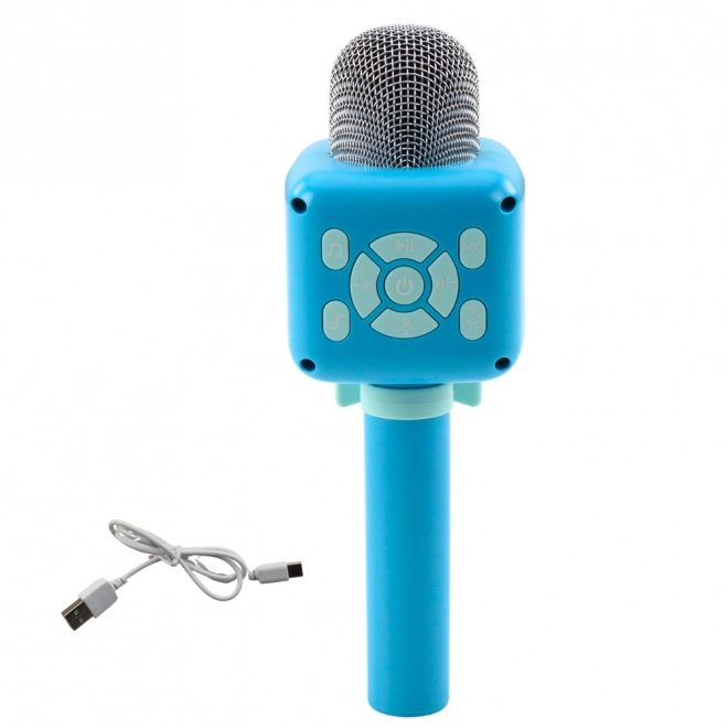 Microfon karaoke bluetooth wireless albastru