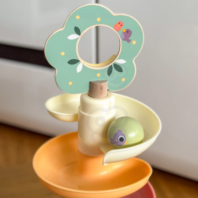 Traseu din lemn cu bile și xilofon Tooky Toy 44 piese