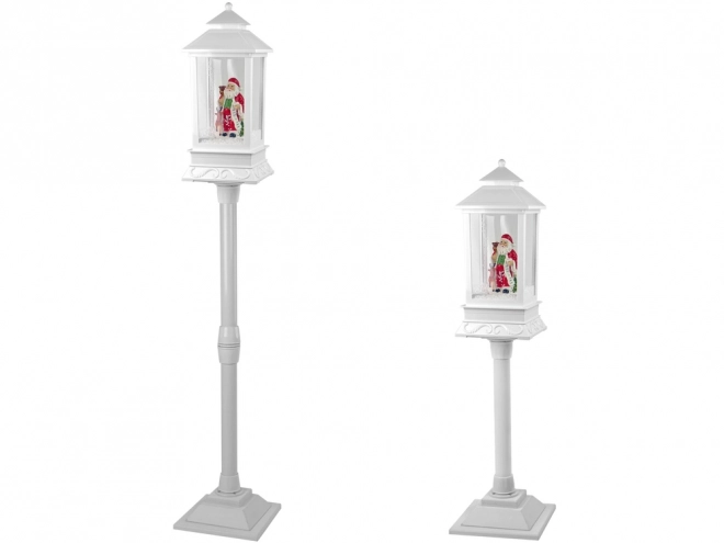 Decoratiune de crăciun lampă felinar cu moș crăciun alb colinde lumini