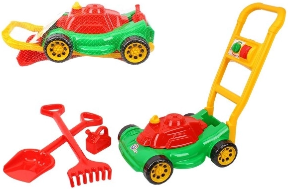 Mașină de tuns iarbă din plastic pentru copii cu accesorii