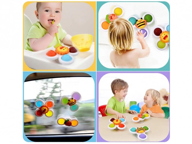 Jucărie senzorială fidget spinner cu ventuză, set de 3