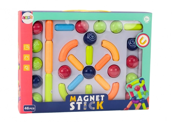Set de construcție cu blocuri magnetice 46 piese colorate