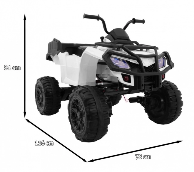 ATV XL cu baterie pentru copii alb + tracțiune 4x4 + suport bagaje + pornire lentă + EVA + LED audio