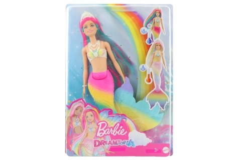 Păpușă Barbie Sirenă Transformare Curcubeu