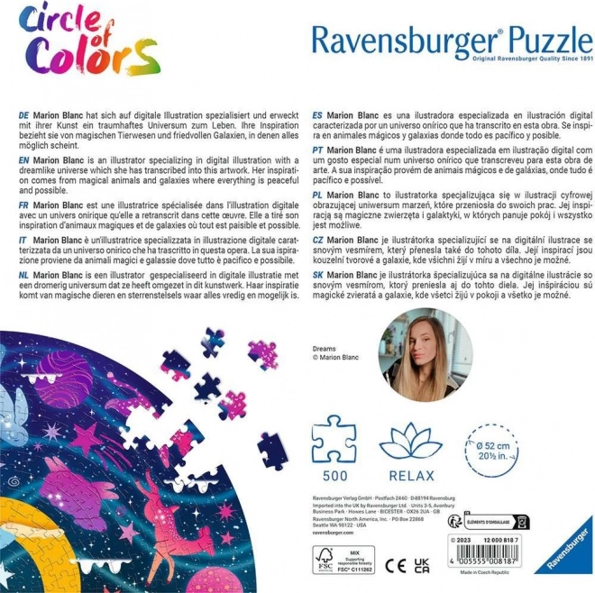 Puzzle rotund Ravensburger - Cercul culorilor: Vise 500 piese