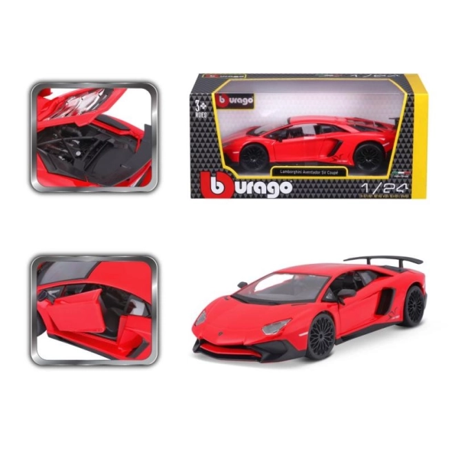 Lamborghini Aventador roșu de la Bburago la scară 1:24