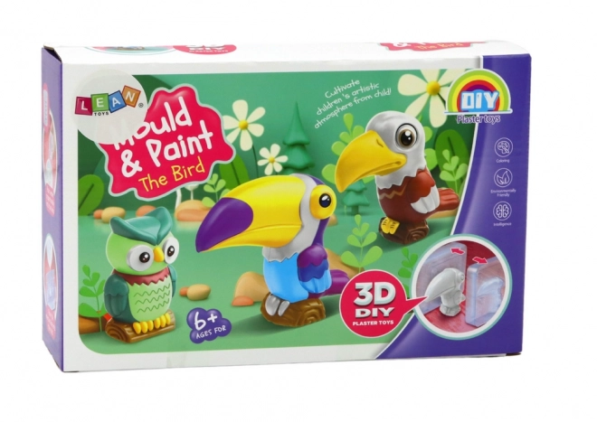 Set creativ artistic păsări 3D gips vopseluri