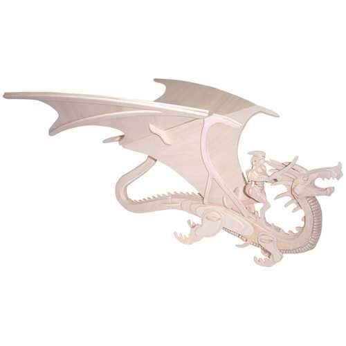 Puzzle 3D din lemn cu dragon și cavaler