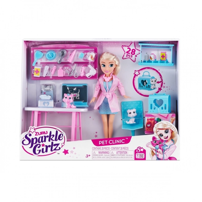 Set clinică veterinară cu păpușă Sparkle Girlz