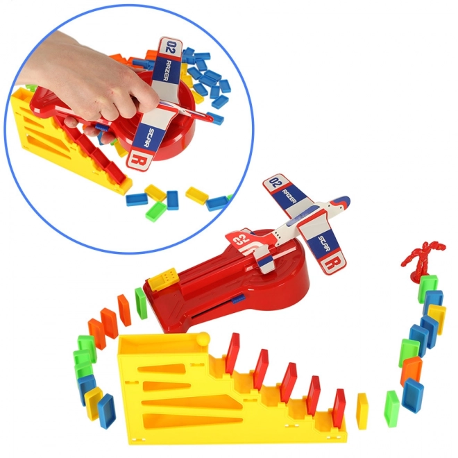 Joc educativ domino cu pistol de lansare avion