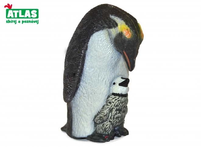 Figurină pinguin cu pui 6 cm