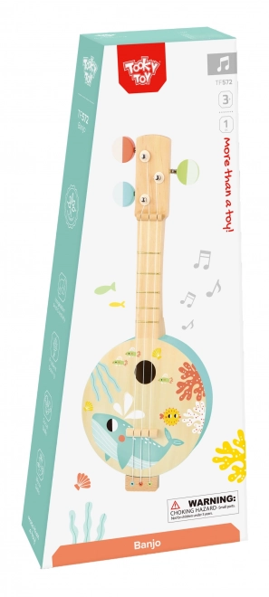 Banjo din lemn cu temă marină Tooky Toy pentru copii