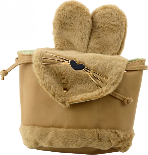 Rucsac din pluș pentru copii cu curea reglabilă bej 22cm 4L