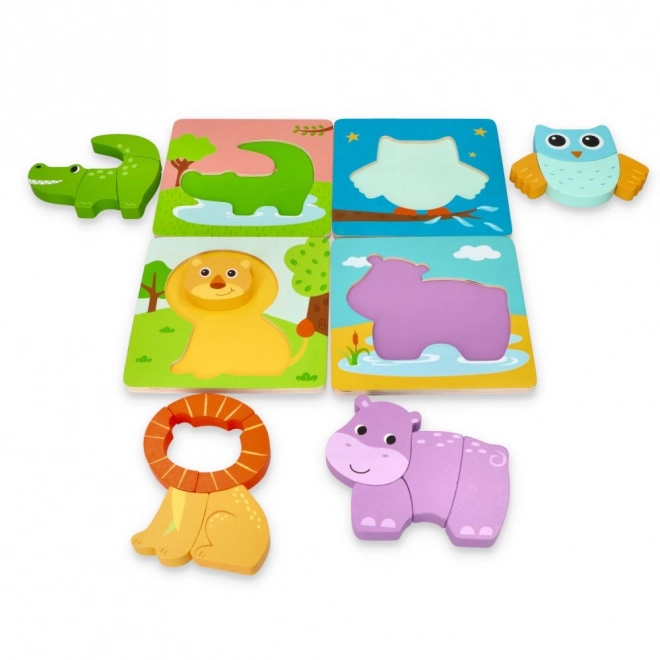 Set de patru puzzle-uri cu animale