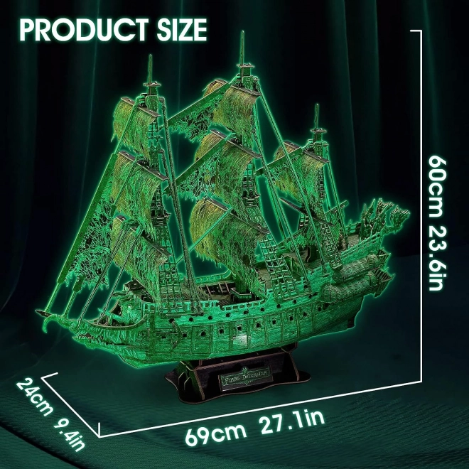 Puzzle 3D Cubicfun Corabia Olandezul Zburător care luminează în întuneric