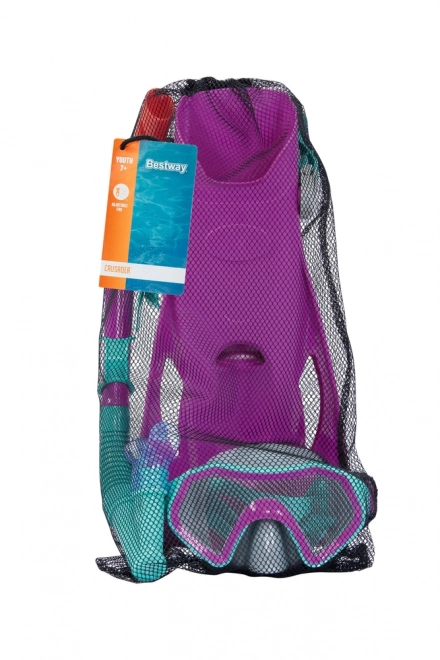 Set snorkeling Bestway cu mască, tub și labe înot roz 7+ – Roz