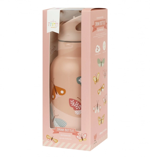 A Little Lovely Company Sticlă de băut din oțel inoxidabil 500 ml – Fluture