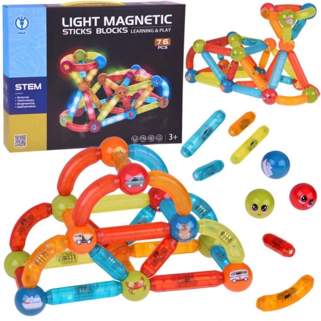 Klocki magnetice 3D cu LED-uri colorate pentru copii