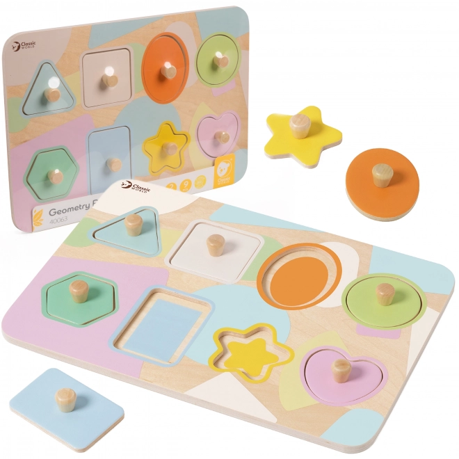 Puzzle lemn forme geometrice Classic World 9 piese