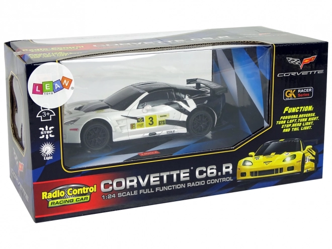 Mașină de curse cu telecomandă Corvette C6.R alb cu lumini