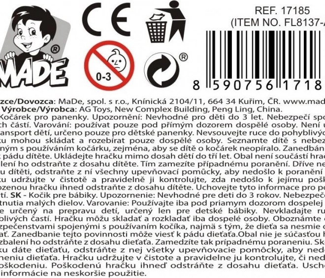 Cărucior cu geantă pentru păpuși