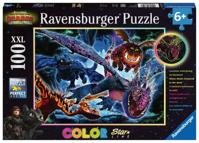 Puzzle fluorescent CUM SĂ-ȚI DRESI DRAGONUL 3 XXL 100 piese