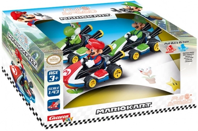 Pachet 3 vehicule Mario Kart cu motor pull-back