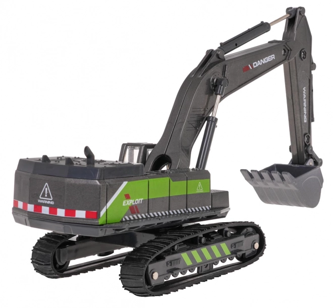 Excavator cu încărcător metalic negru și verde