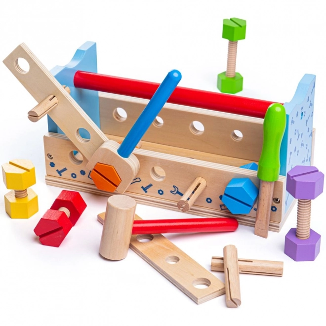 banc de lucru și cutie de unelte 2in1 pentru copii de la Bigjigs Toys