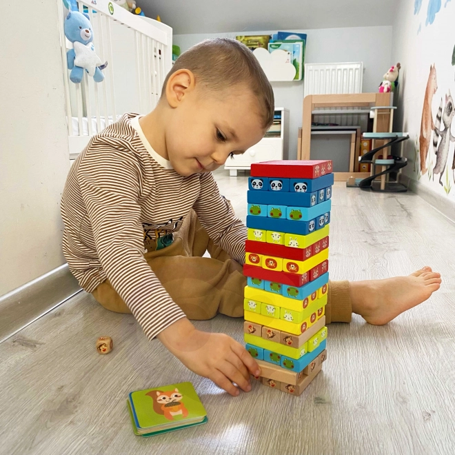 Joc din lemn Jenga Animale TOOKY TOY