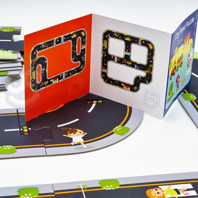 Woopie Green puzzle urban pentru copii - Pista auto