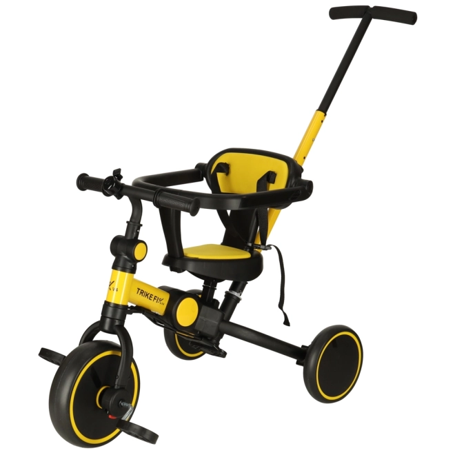 Tricicletă multifuncțională cu copertină Trike Fix V4 – Galben-negru