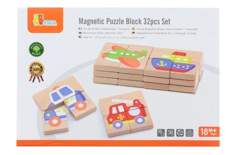 Puzzle magnetic din lemn - Vehicule