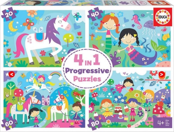 puzzle prietenii fermecați 4 în 1