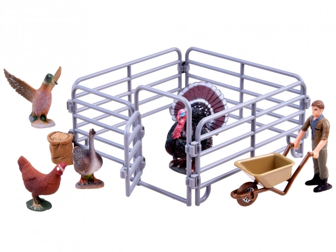 Set de figurine animale fermă cu struț și găină – A