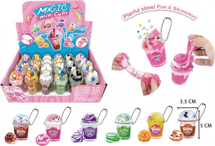 Breloc cu mini slime în pahar