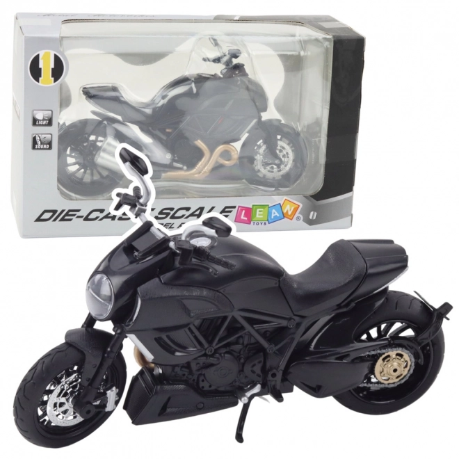 Motocicletă sport metalică cu LED-uri și sunete