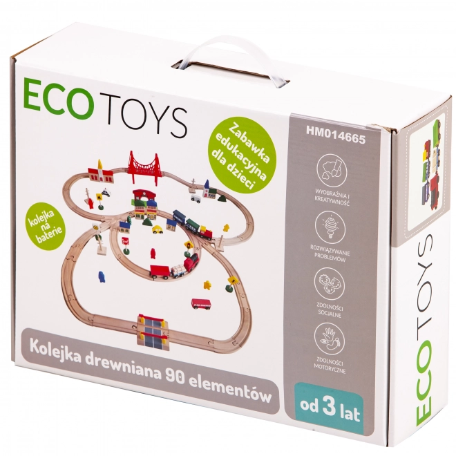 Trenuleț din lemn cu baterii Ecotoys