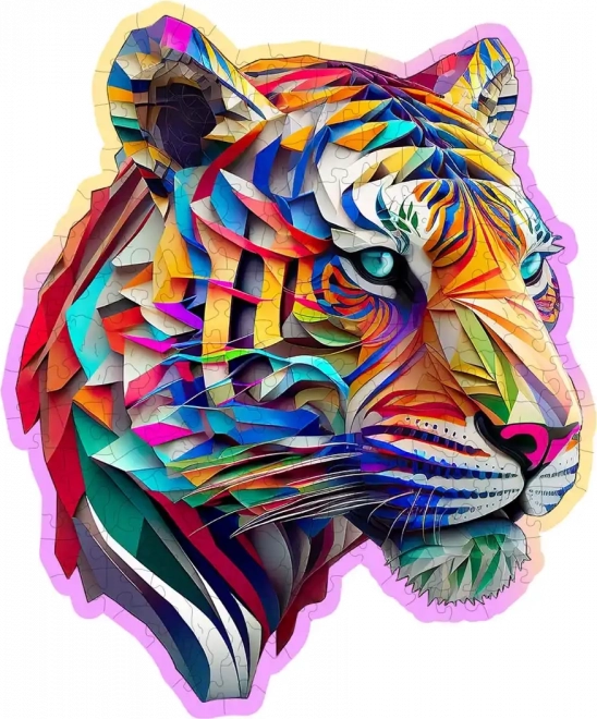 Puzzle din lemn cu model de tigru colorat